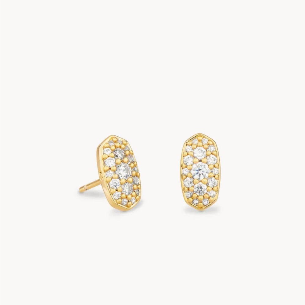 Grayson Gold Stud Earrings in White Crystal
